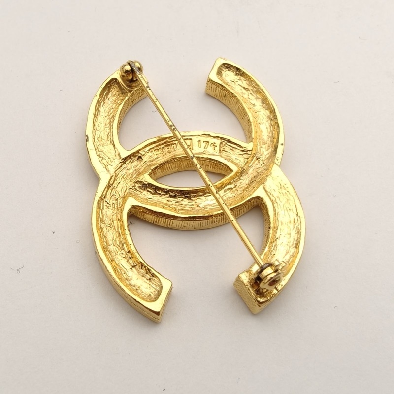 CHANEL 合金雙C滿鑽胸針-4