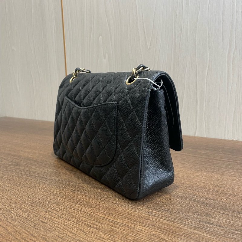 香奈兒/Chanel CF中號 黑金荔枝皮 鏈條包-2