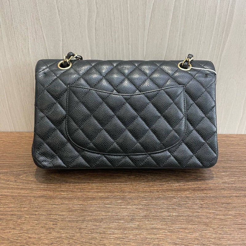 香奈兒/Chanel CF中號 黑金荔枝皮 鏈條包-7