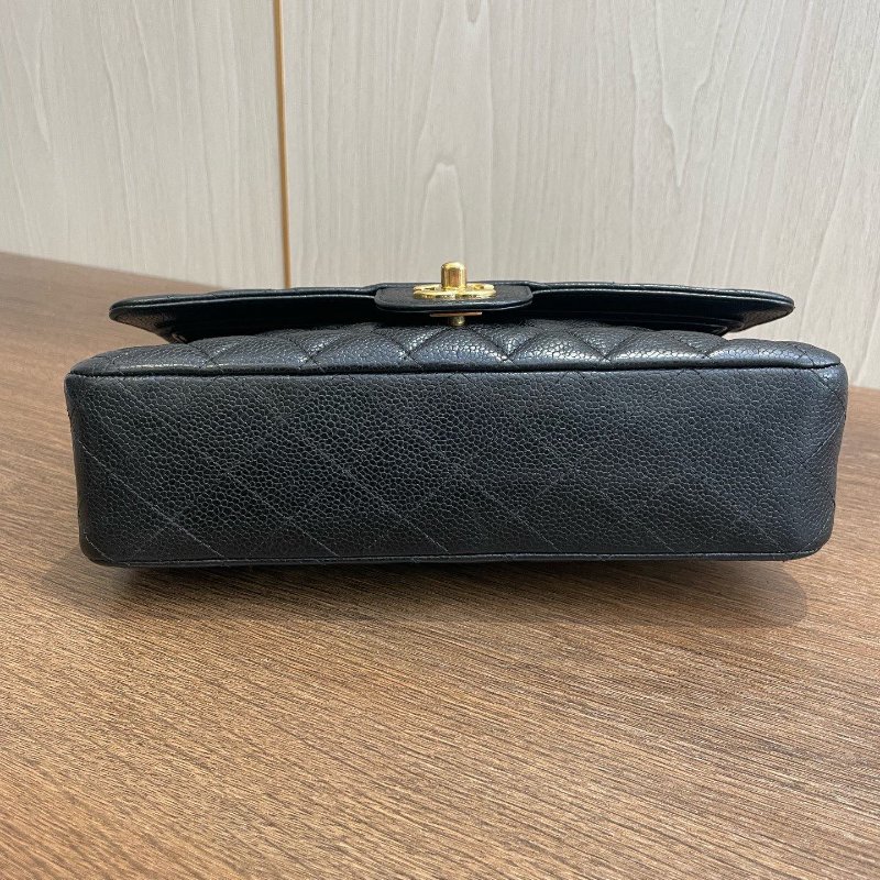 香奈兒/Chanel CF中號 黑金荔枝皮 鏈條包-8