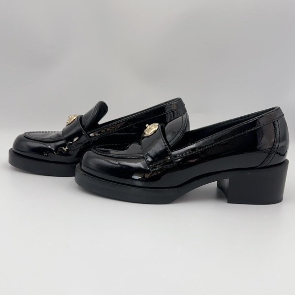 CHANEL 香奈兒 愛心雙Clogo 徽標簡約圓頭 休閒單鞋 女款 黑色 尺碼：36.5碼 附件：無-1