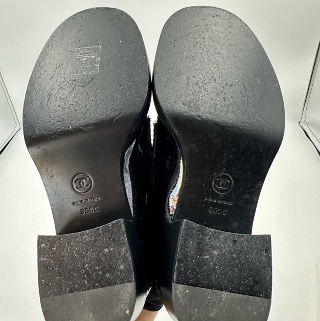 CHANEL 香奈兒 愛心雙Clogo 徽標簡約圓頭 休閒單鞋 女款 黑色 尺碼：36.5碼 附件：無-8