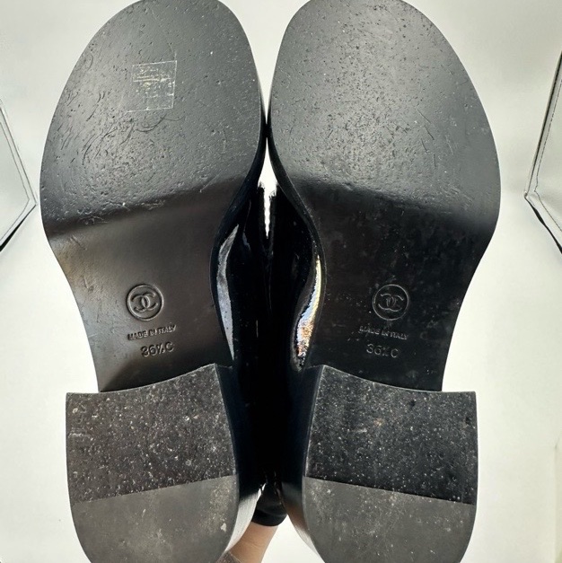 CHANEL 香奈兒 愛心雙Clogo 徽標簡約圓頭 休閒單鞋 女款 黑色 尺碼：36.5碼 附件：無-10