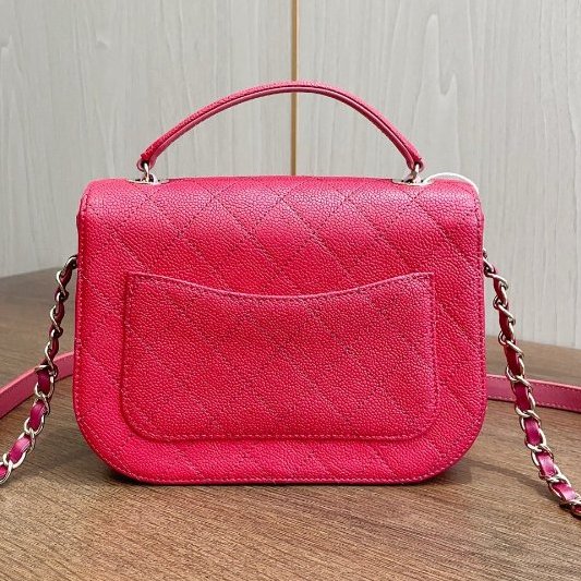 香奈兒/Chanel Coco Curve古巴紅金荔枝牛皮手提斜背郵差包-1