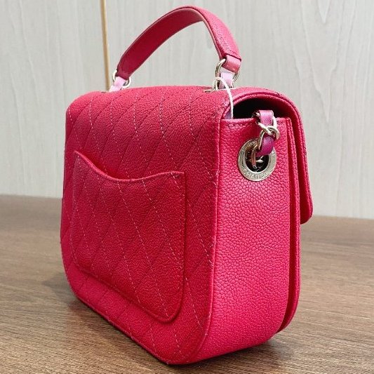 香奈兒/Chanel Coco Curve古巴紅金荔枝牛皮手提斜背郵差包-3