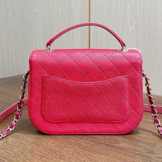 香奈兒/Chanel Coco Curve古巴紅金荔枝牛皮手提斜背郵差包-7