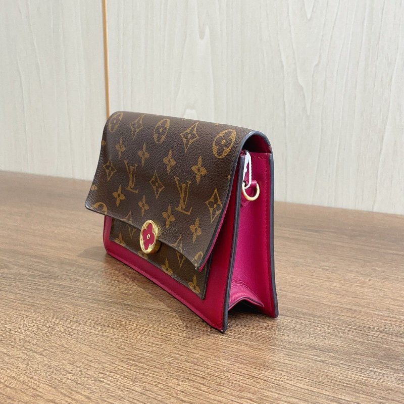路易威登/Louis Vuitton Flore繫列WOC老花玫紅鏈條包-2