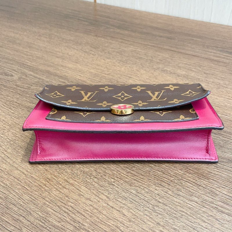 路易威登/Louis Vuitton Flore繫列WOC老花玫紅鏈條包-5