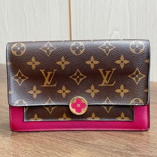 路易威登/Louis Vuitton Flore繫列WOC老花玫紅鏈條包-6