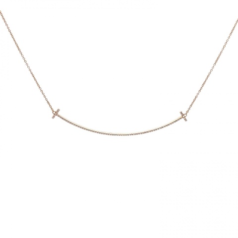 TIFFANY&CO TiffanyT微笑項鏈大號滿鑽18K玫瑰金/鑽石