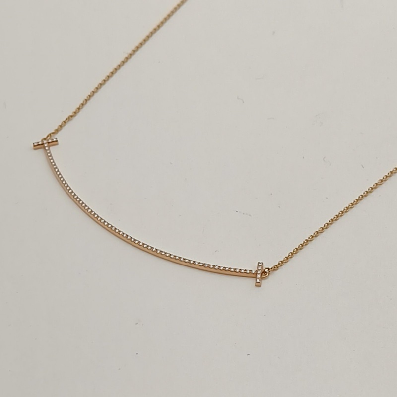 TIFFANY&CO TiffanyT微笑項鏈大號滿鑽18K玫瑰金/鑽石-2