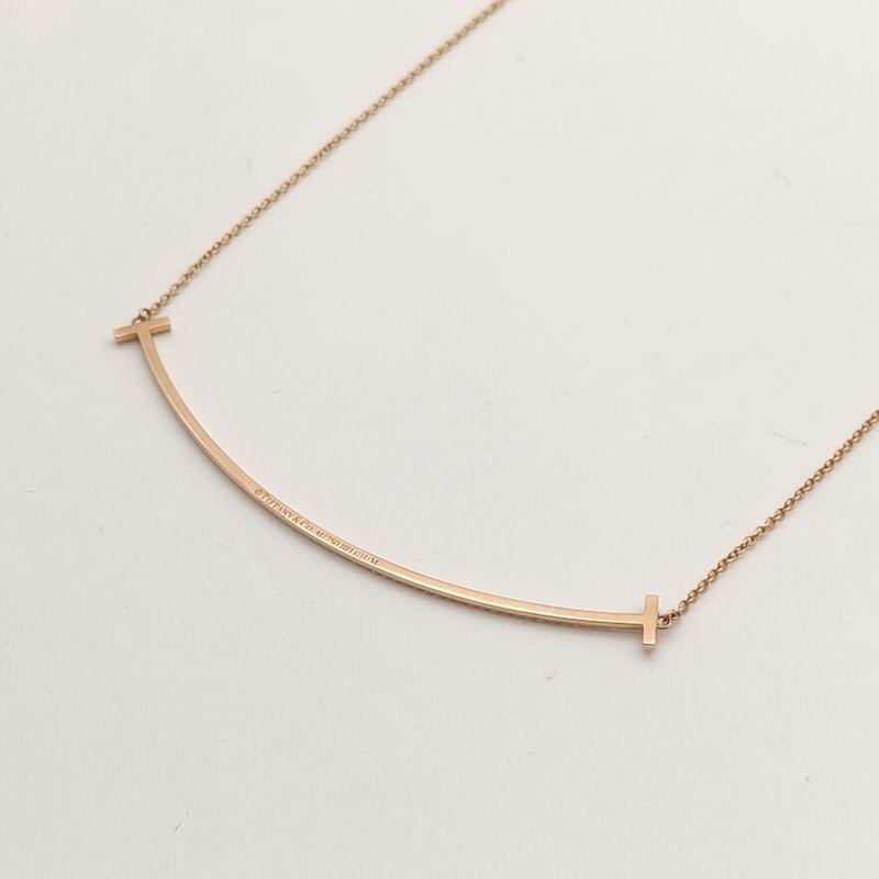 TIFFANY&CO TiffanyT微笑項鏈大號滿鑽18K玫瑰金/鑽石-3