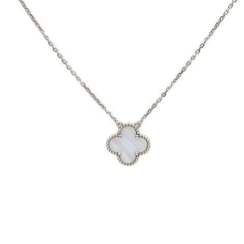 VAN CLEEF&ARPELS VintageAlhambra中號單花項鏈新扣18K白金/紫玉髓