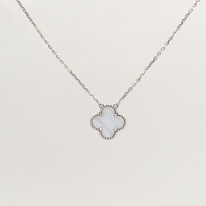 VAN CLEEF&ARPELS VintageAlhambra中號單花項鏈新扣18K白金/紫玉髓-1