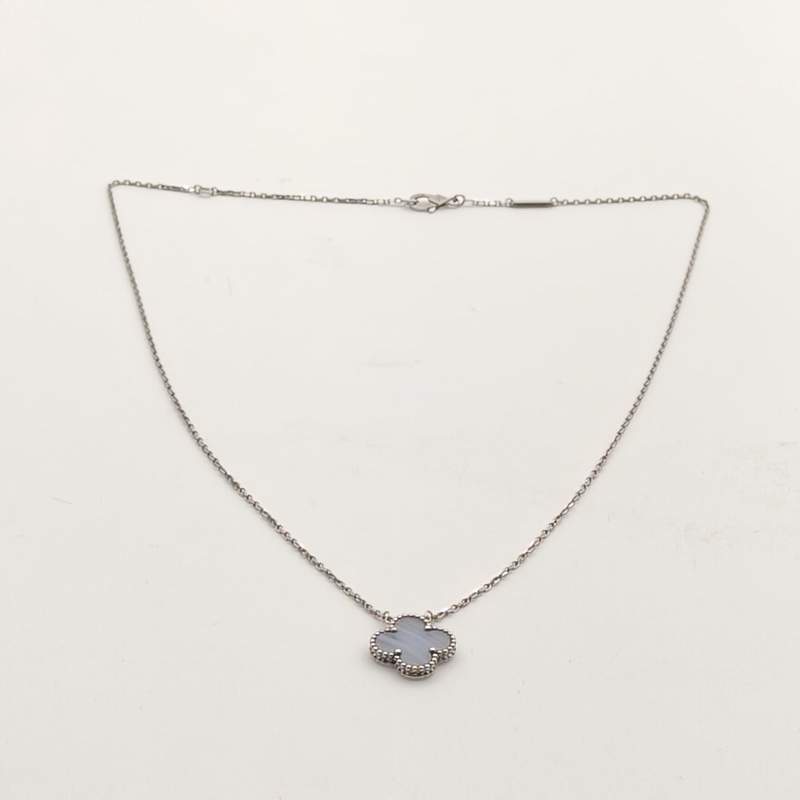 VAN CLEEF&ARPELS VintageAlhambra中號單花項鏈新扣18K白金/紫玉髓-4