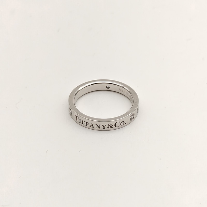 TIFFANY&CO Tiffany&Co.三鑽戒指窄版3mm鑽石/pt950-2