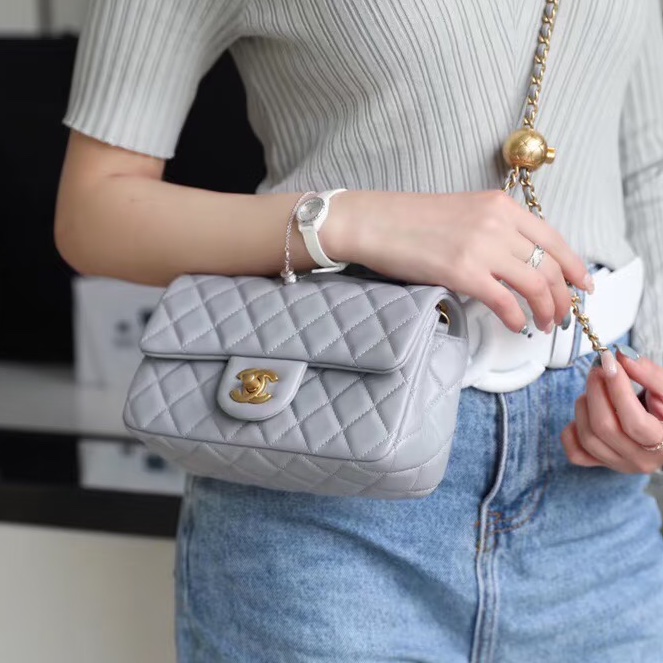 CHANEL香奈儿金球方胖子CF20全新全配大mini芯片款🪻绝版香芋紫-1