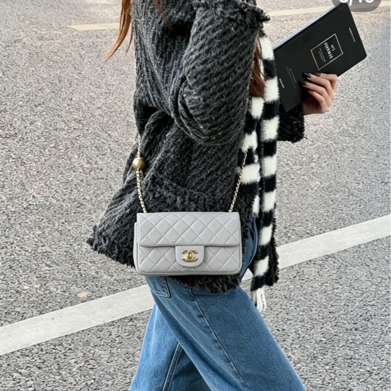 CHANEL香奈儿金球方胖子CF20全新全配大mini芯片款🪻绝版香芋紫-7