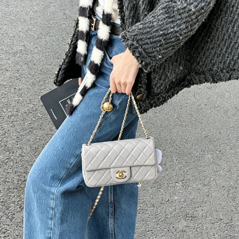 CHANEL香奈儿金球方胖子CF20全新全配大mini芯片款🪻绝版香芋紫-9