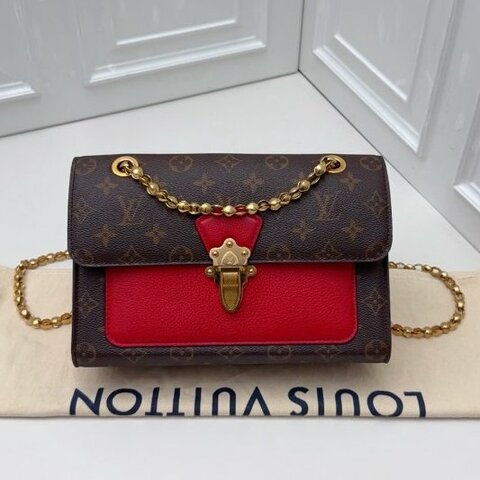 近新品 路易威登/Louis Vuitton Victoire 老花金珠鏈條包