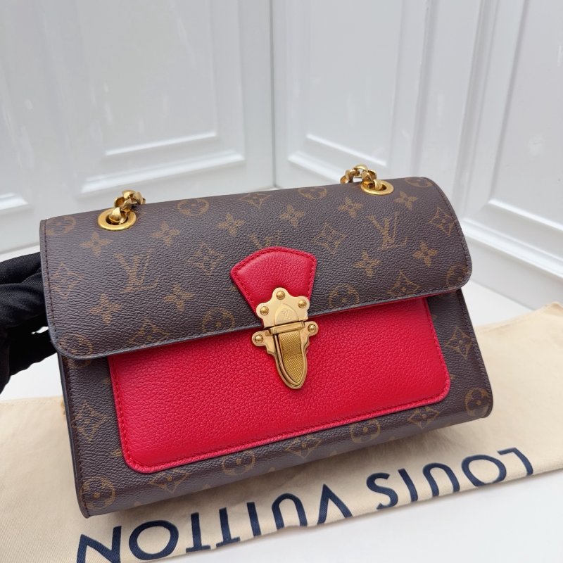 近新品 路易威登/Louis Vuitton Victoire 老花金珠鏈條包-6