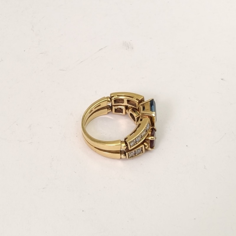 BVLGARI 18K黃金鑽石allegra系列彩寶戒指55-2