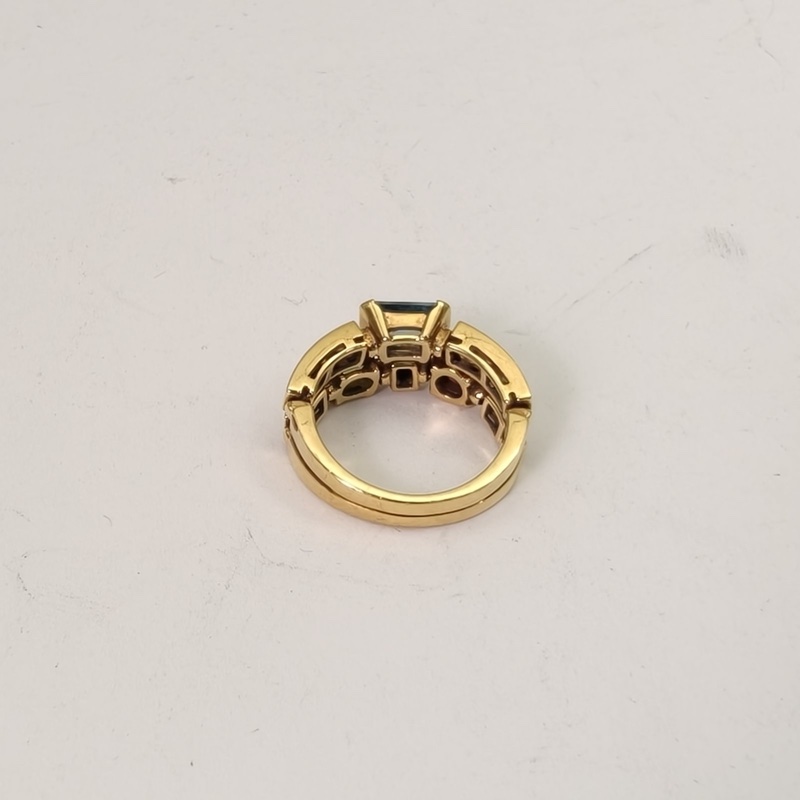 BVLGARI 18K黃金鑽石allegra系列彩寶戒指55-4