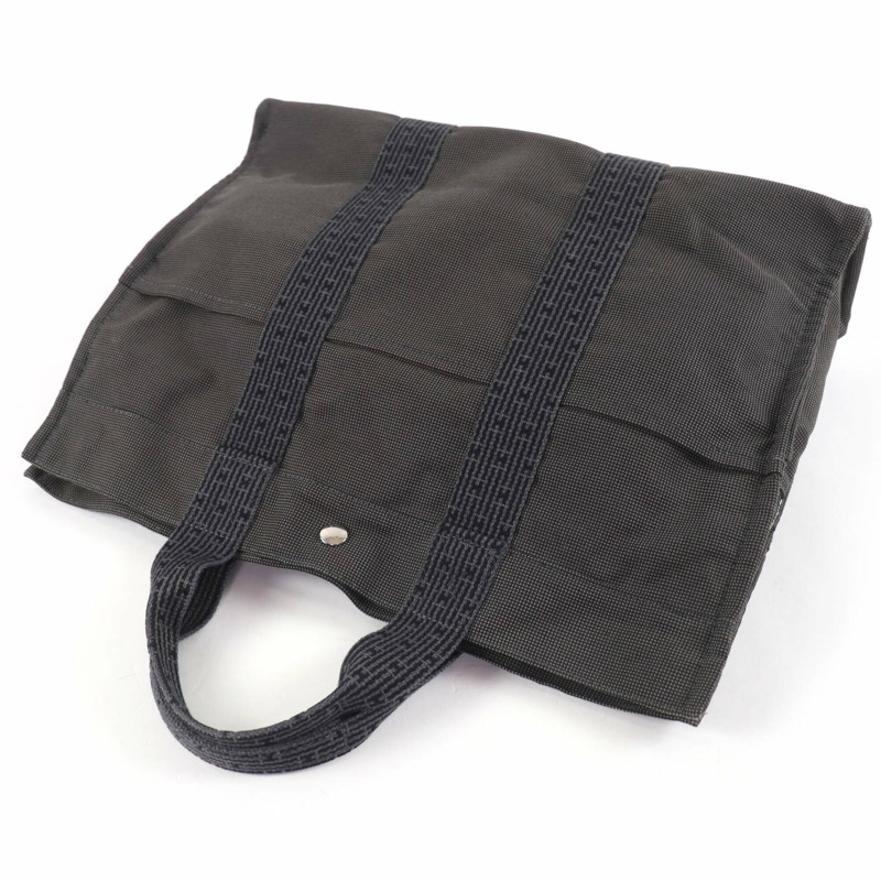 愛馬仕 Herline MM 帆布手提包，配銀色五金、鑰匙和掛鎖、Sellier 搭扣，灰色，法國製造，女士款。-3