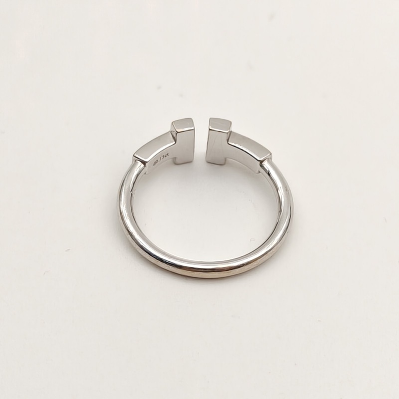 TIFFANY&CO TiffanyT線形戒指12鑽18K白金/鑽石46-3