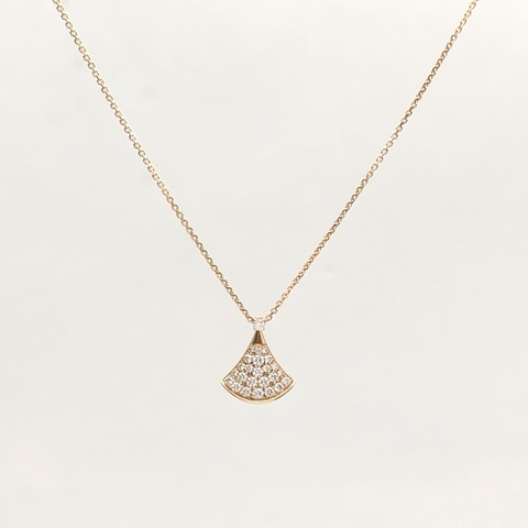 BVLGARI DIVASDREAM滿鑽扇子項鏈18K玫瑰金/鑽石