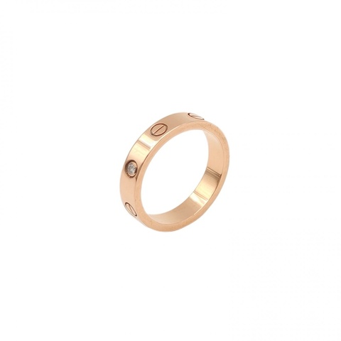 CARTIER LOVE單鑽窄版戒指18K玫瑰金/鑽石53
