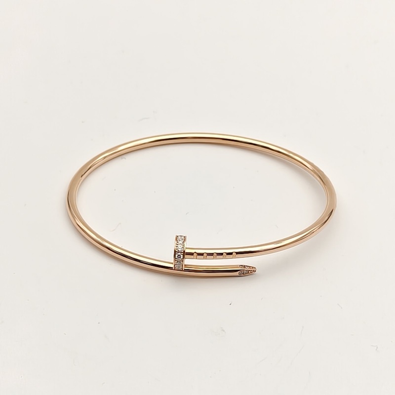 CARTIER JUSTEUNCLOU釘子20鑽細版手鐲18K玫瑰金17號-3