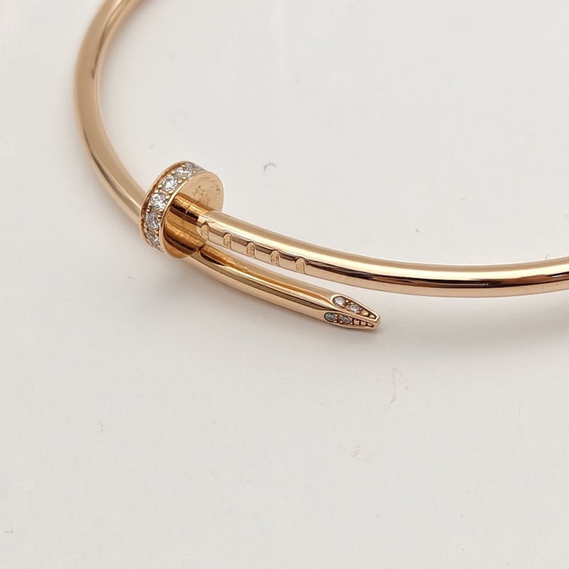 CARTIER JUSTEUNCLOU釘子20鑽細版手鐲18K玫瑰金17號-4