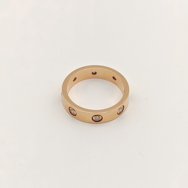 CARTIER LOVE18K金八鑽戒指18K玫瑰金/鑽石49-2