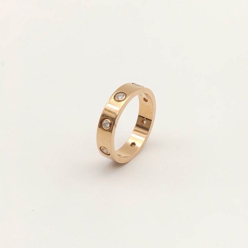 CARTIER LOVE18K金八鑽戒指18K玫瑰金/鑽石49-3