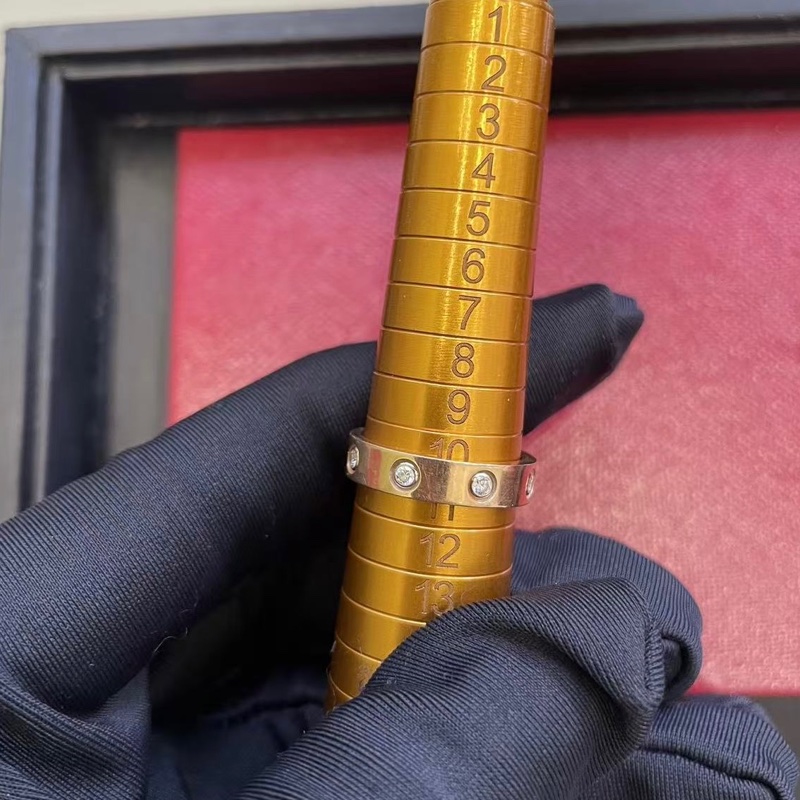 CARTIER LOVE18K金八鑽戒指18K玫瑰金/鑽石49-4