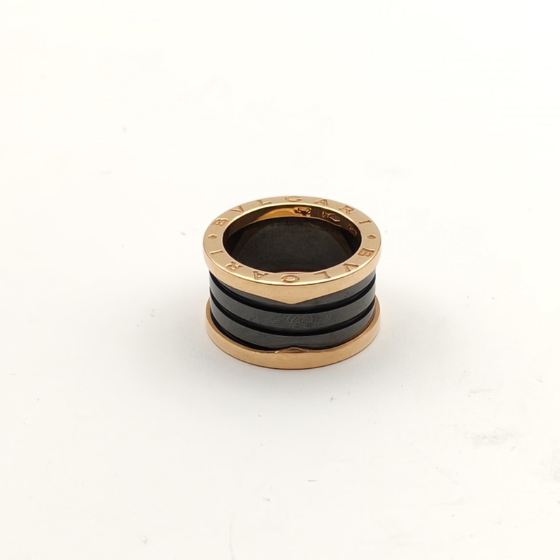 BVLGARI B.ZERO1彈簧戒指四圈18K玫瑰金/黑陶瓷52-1