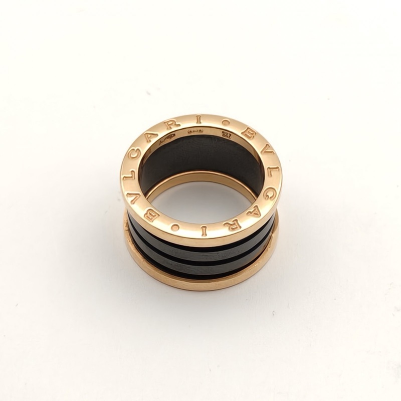 BVLGARI B.ZERO1彈簧戒指四圈18K玫瑰金/黑陶瓷52-2