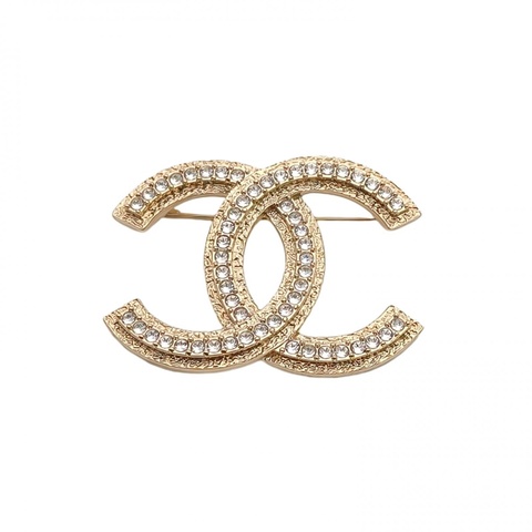 CHANEL 合金雙C熔岩水鑽胸針