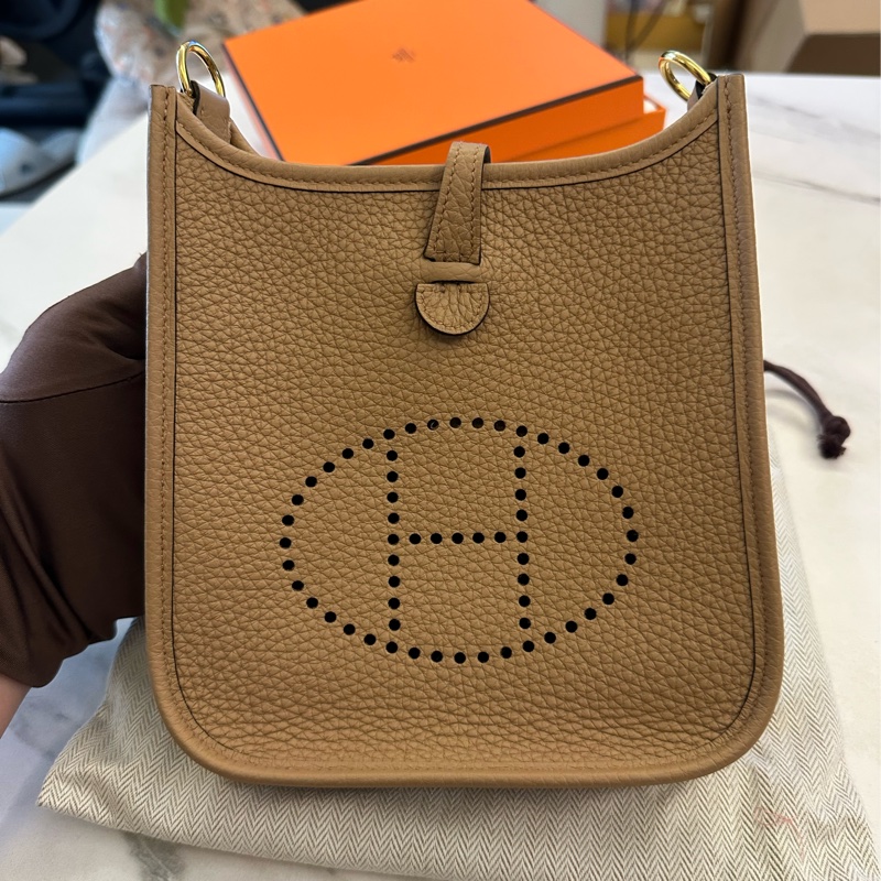 Hermes mini Evelyne 淺棕色-0