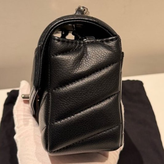 香奈兒/Chanel V紋CF大mini 黑銀配色荔枝小牛皮-3