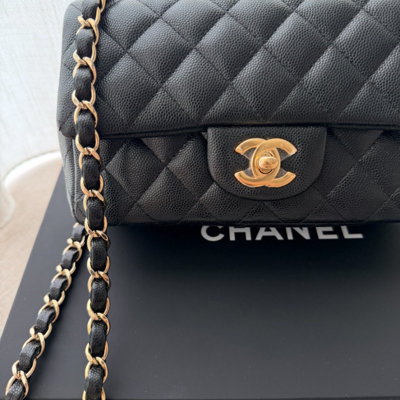 Chanel CF20 minicoco20 「現貨」絕版荔枝魚子醬牛皮配金釦！20公分超人氣經典款 最耐用有質感的皮革 9新 配件：紙盒、塵套-4