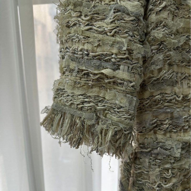 Chanel香奈兒18C希臘系列淺灰綠混色流蘇連身裙，腰鍊 34碼-2