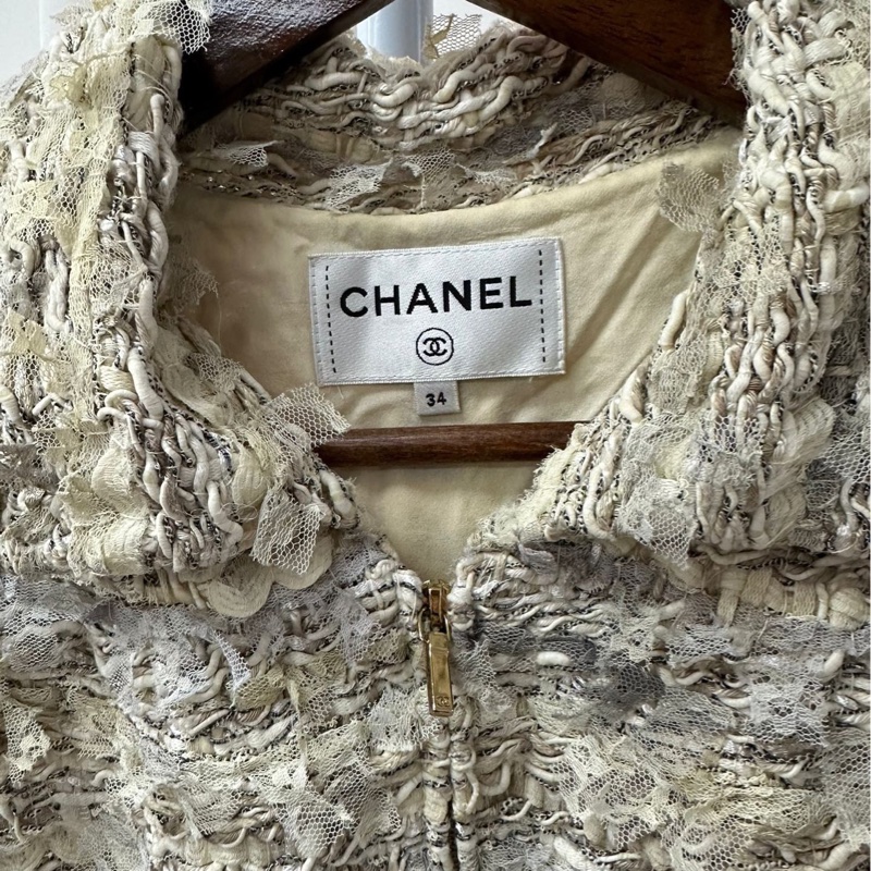 Chanel香奈兒18C希臘系列淺灰綠混色流蘇連身裙，腰鍊 34碼-6
