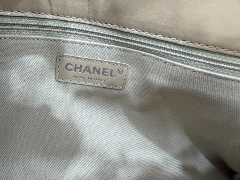 CHANEL 香奈兒 GO GO CF 油蠟牛皮 奶茶色 斜背包 肩背包 側背包 鍊條包 手提包-16