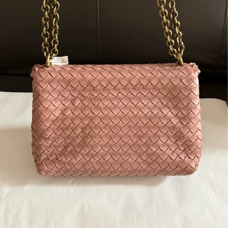 bv葆蝶家粉色奧林匹亞編織單肩斜挎包 尺寸：24*17*9cm-1