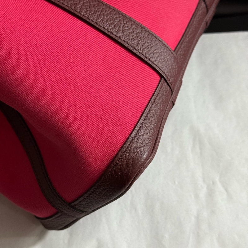 Hermes愛馬仕  紅色帆布garden Paty 花園30手提包  A刻-4