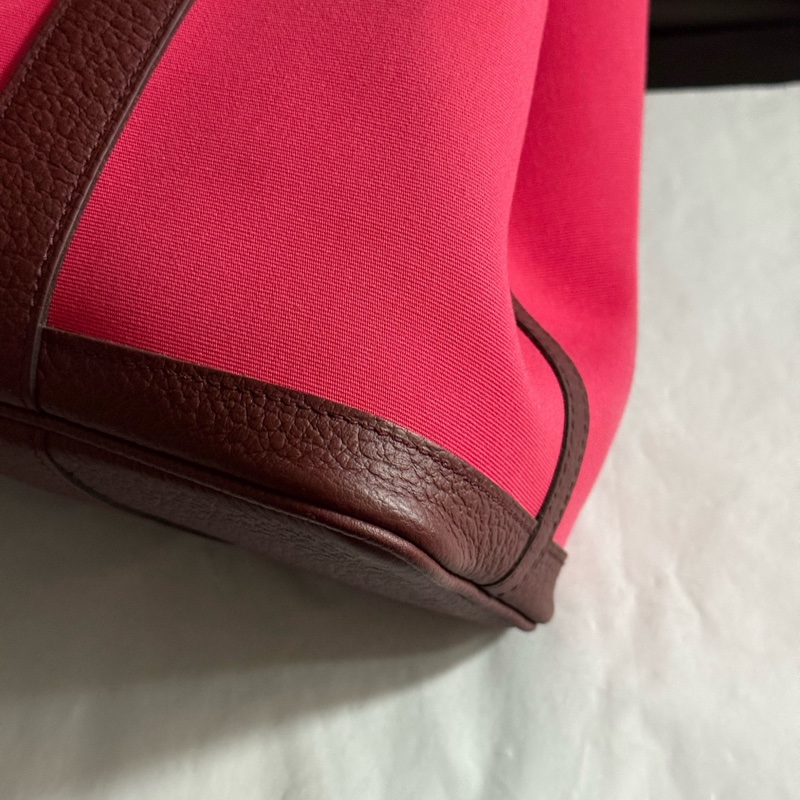 Hermes愛馬仕  紅色帆布garden Paty 花園30手提包  A刻-5