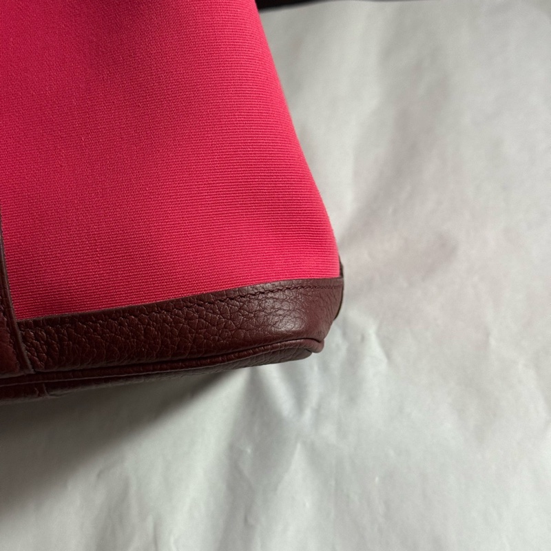 Hermes愛馬仕  紅色帆布garden Paty 花園30手提包  A刻-6