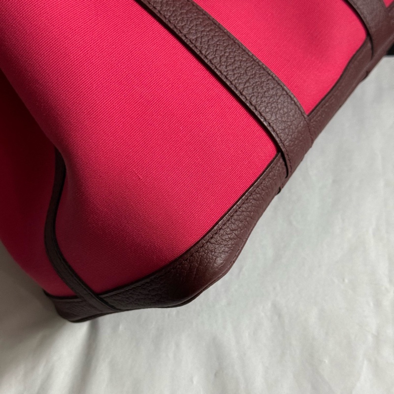 Hermes愛馬仕  紅色帆布garden Paty 花園30手提包  A刻-7